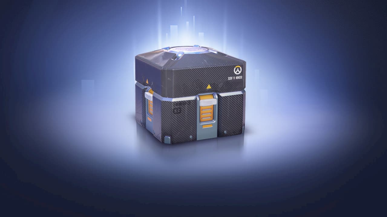 Uma loot box do jogo Overwatch