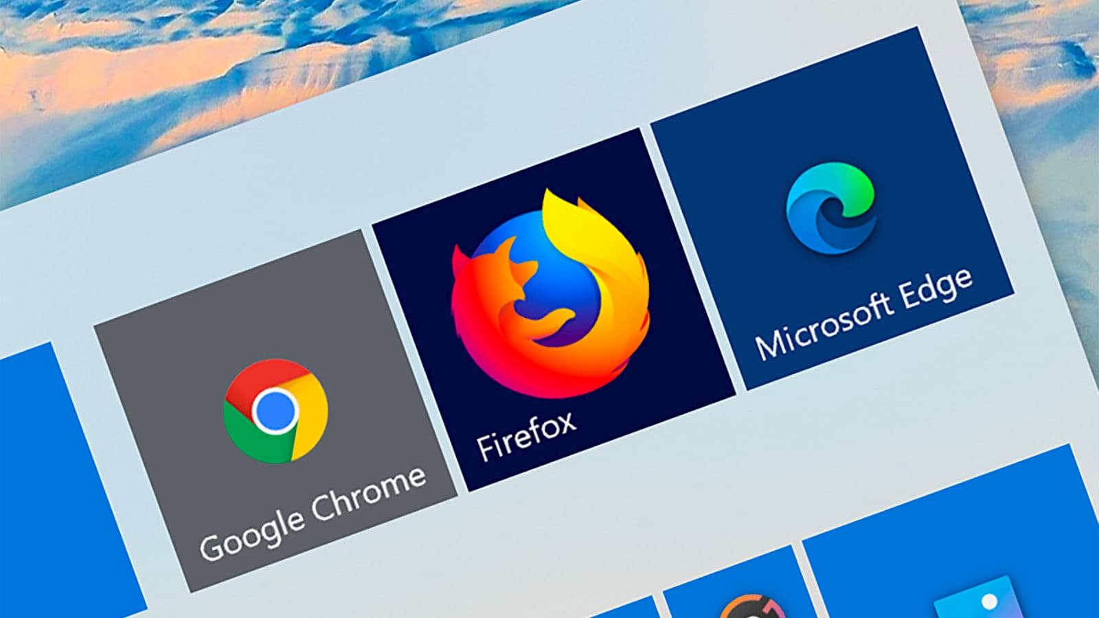 Ícone dos navegadores Chrome, Firefox e Edge