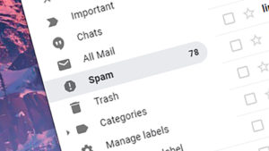 Interface do Gmail com destaque na pasta Spam. Crédito: Gizmodo