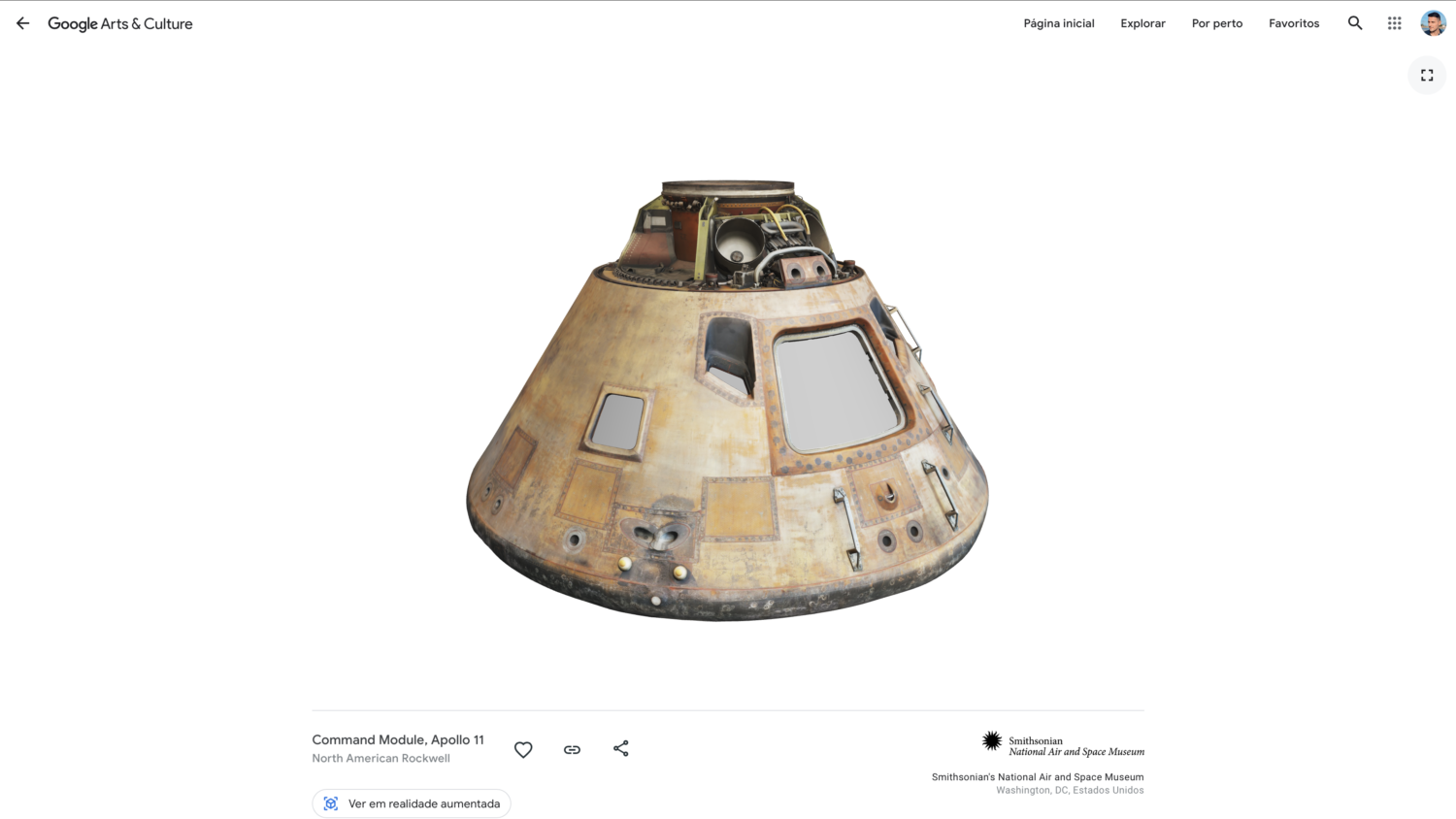 Google atualiza aplicativo do Arts & Culture com imagens 3D da Apollo 11. Crédito: Caio Carvalho/Gizmodo Brasil