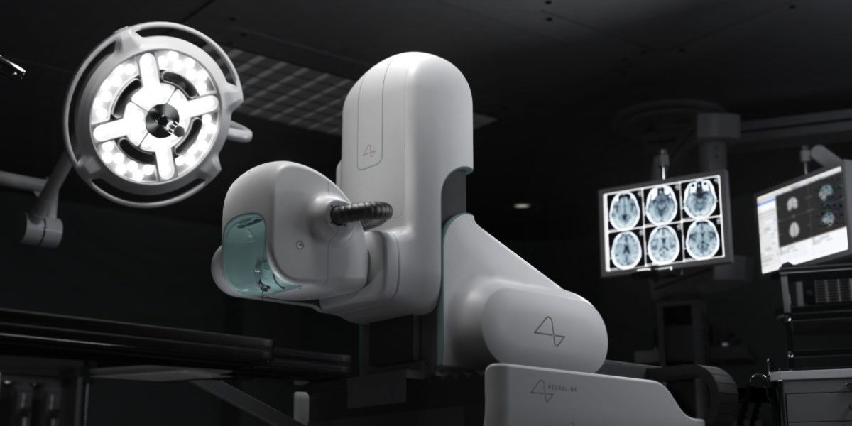 O robô cirúrgico da Neuralink. Imagem: Neuralink/YouTube