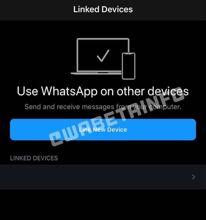 Opção para linkar dispositivos no WhatsAppa