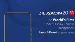 Material promocional de lançamento do ZTE Axon 20 5G