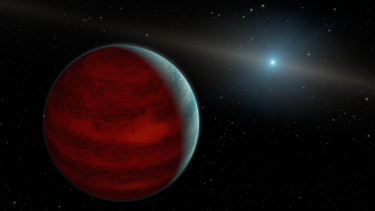 Uma imagem conceitual de um planeta na órbita de sua estrela anã branca. Crédito: NASA/JPL