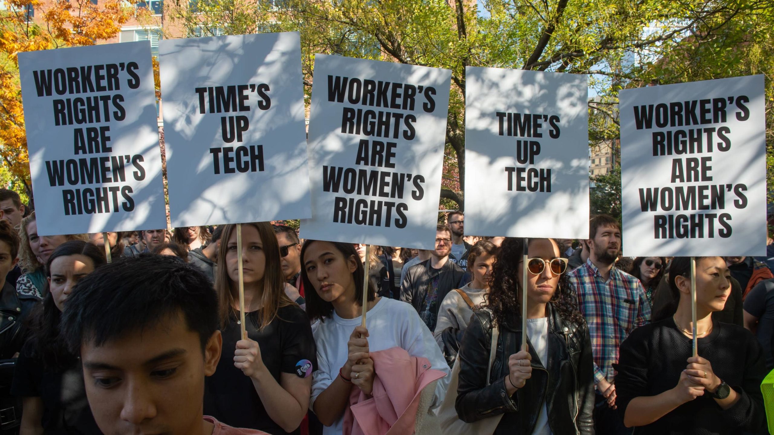 Protesto feito por trabalhadores do Google. Crédito: Bryan R. Smith/Getty Images
