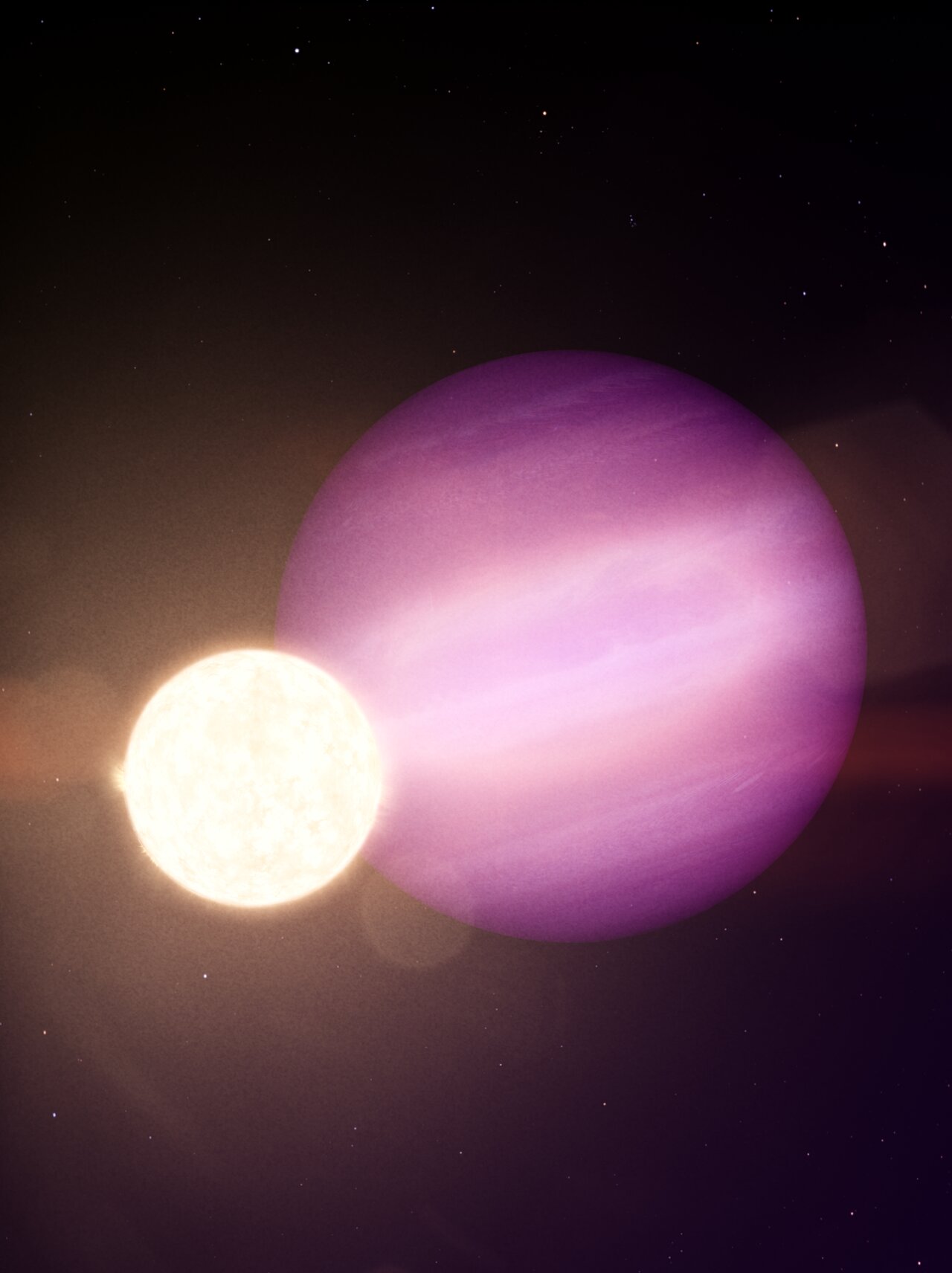 Uma imagem conceitual de um planeta na órbita de sua estrela anã branca. Crédito: NASA/JPL