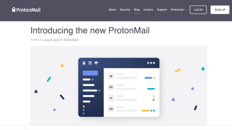 La apariencia de ProtonMail ha cambiado por primera vez desde 2016, junto con nuevas funciones.