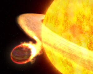 Estrela engolindo exoplaneta WASP-12b