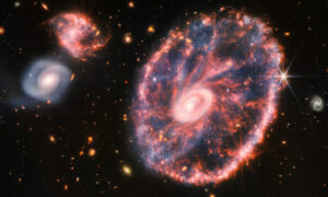 ESA coloca em perspectiva capacidade de James Webb de enxergar objetos distantes como a Galáxia Cartwheel
