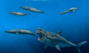 Tubarão megalodonte poderia comer uma baleia assassina com apenas cinco mordidas, sugere estudo