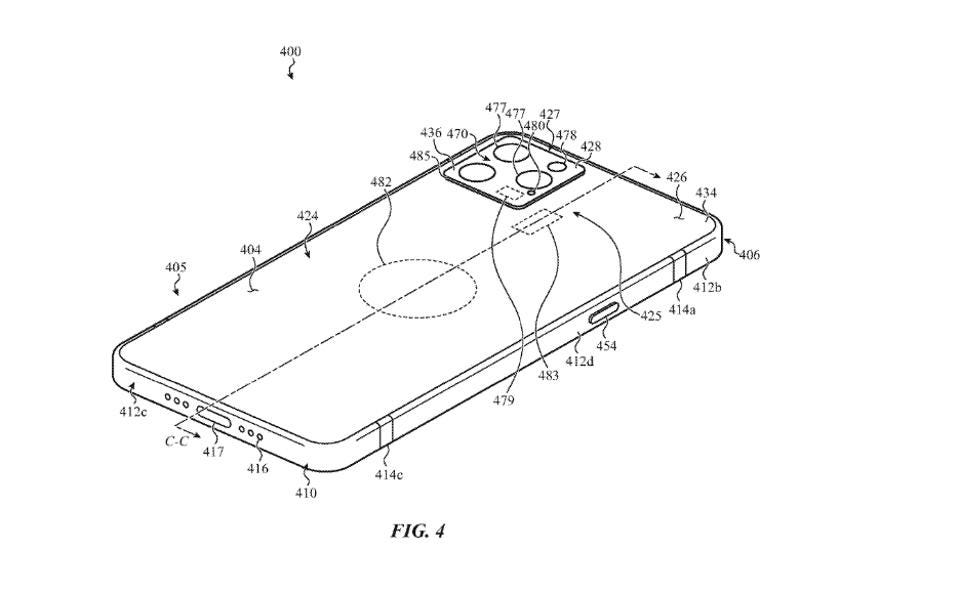 Ilustração inclusa na documentação da patente que prevê o uso de zircônia no acabamento de iPhones.