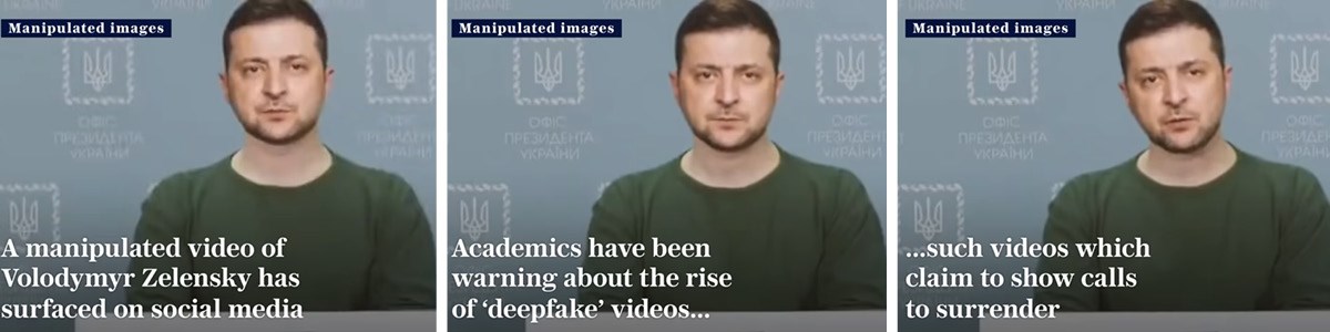 Em vídeo falsificado, o presidente ucraniano Volodymyr Zelensky pedia que seus compatriotas largassem as armas