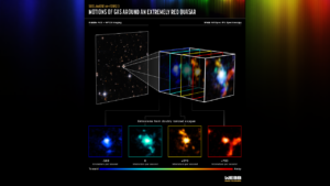 James Webb mostra imagem de um quasar vermelho do universo primitivo