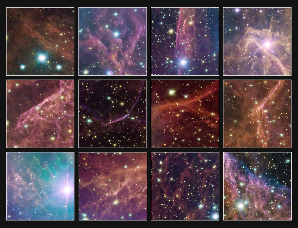 Detalhes da nebulosa remanescente da supernova de Vela.