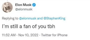 Veja a esnobada que Elon Musk levou de Stephen King no Twitter