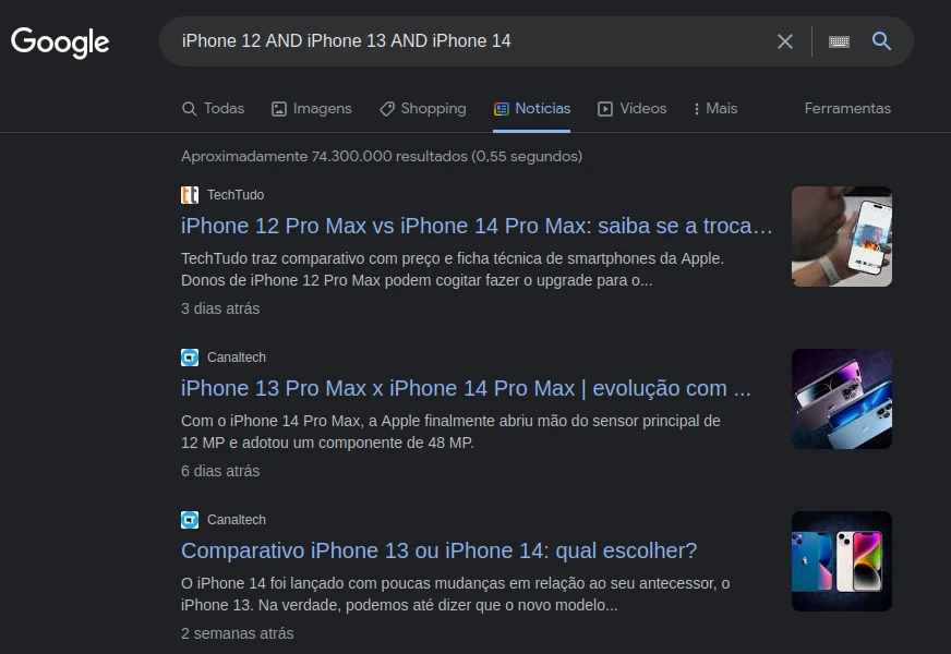 Pesquisas com o "AND" no Google