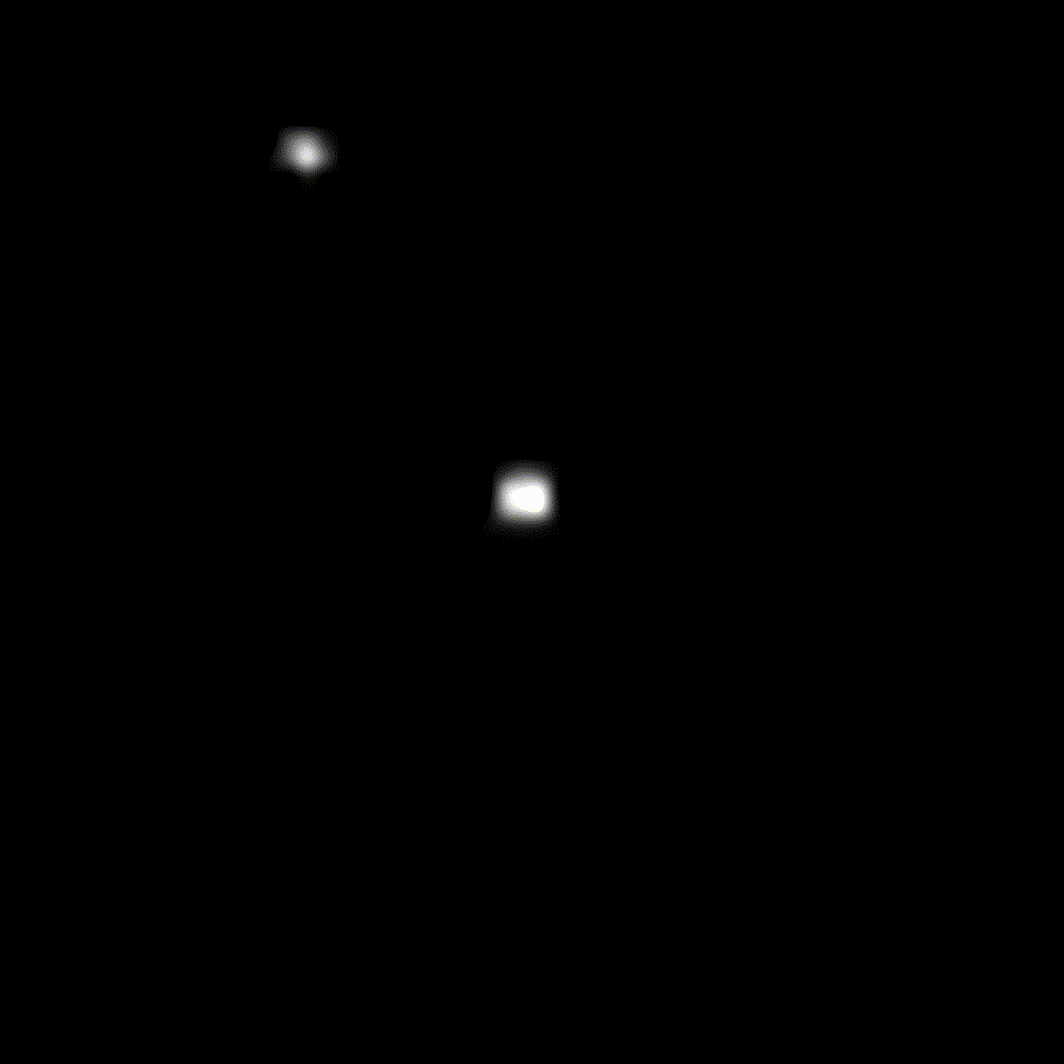 Animação mostra a passagem do asteroide Chariklo na frente de uma estrela (fixada no centro), pelo Telescópio Espacial James Webb, em outubro de 2022.