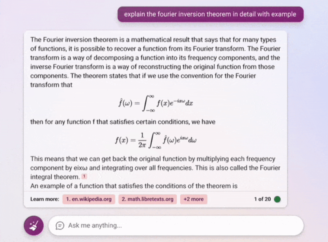 Bing Chat AI pode dar aula de matemática aos usuários