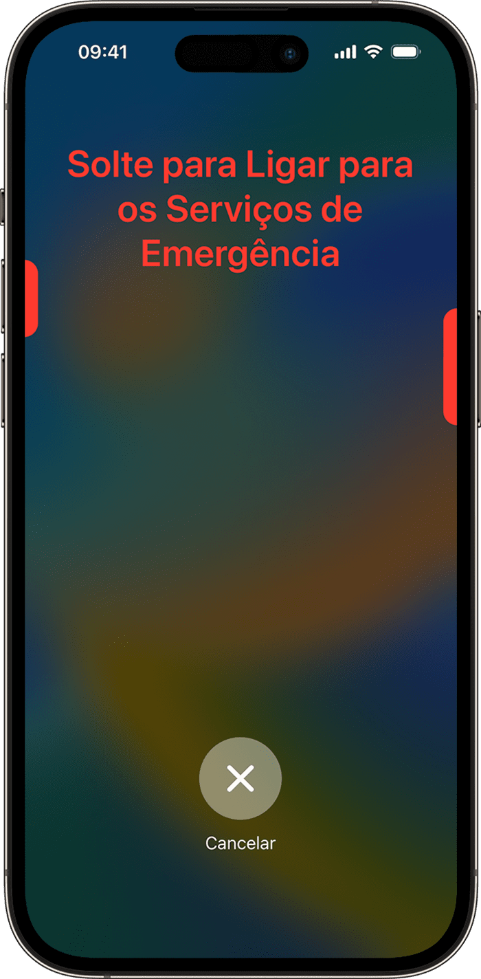 A tela com o SOS Emergência ativo no iPhone 