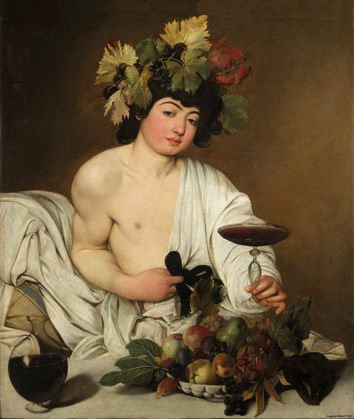 Pintura de Baco, o deus grego do vinho.