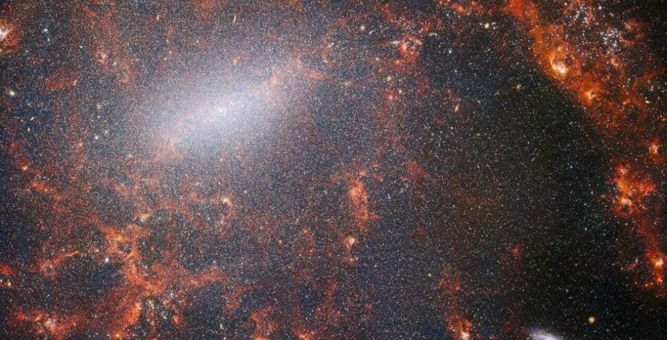 Imagem da galáxia NGC 5068 gerada pelo instrumento NIRCam do James Webb.