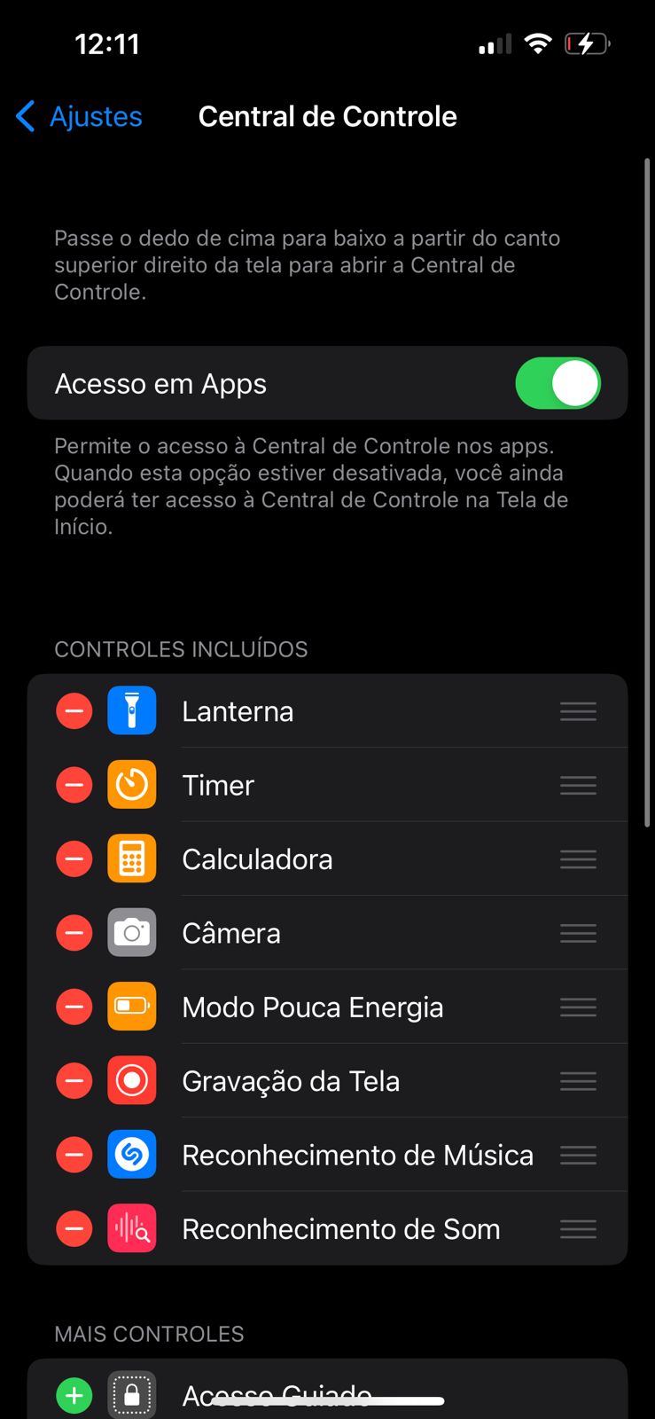Colocar o recurso de gravar a tela na Central de Controle do iPhone