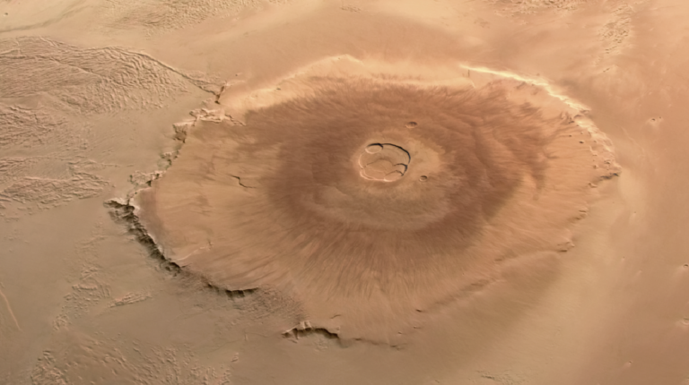 imagem do monte olimpo, em marte, que pode ter sido uma ilha vulcânica