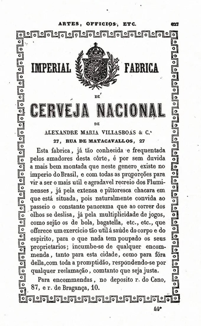Panfleto anuncia uma das primeiras cervejarias no Brasil Imperial