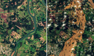 Imagens de satélite mostram alcance da destruição do ciclone no RS