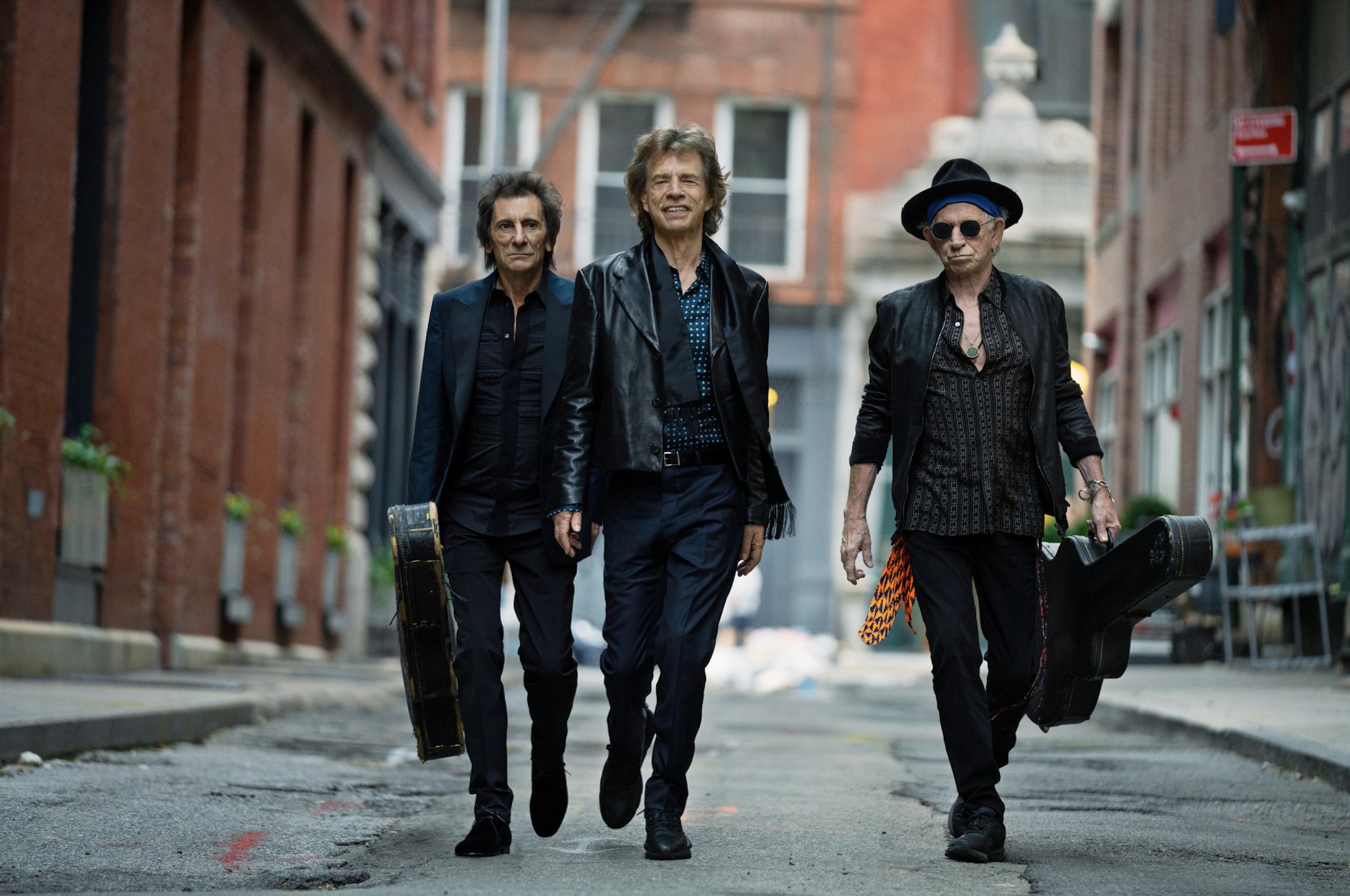 Ronnie Wood, Mick Jagger e Keith Richards, atuais membros dos Rolling Stones