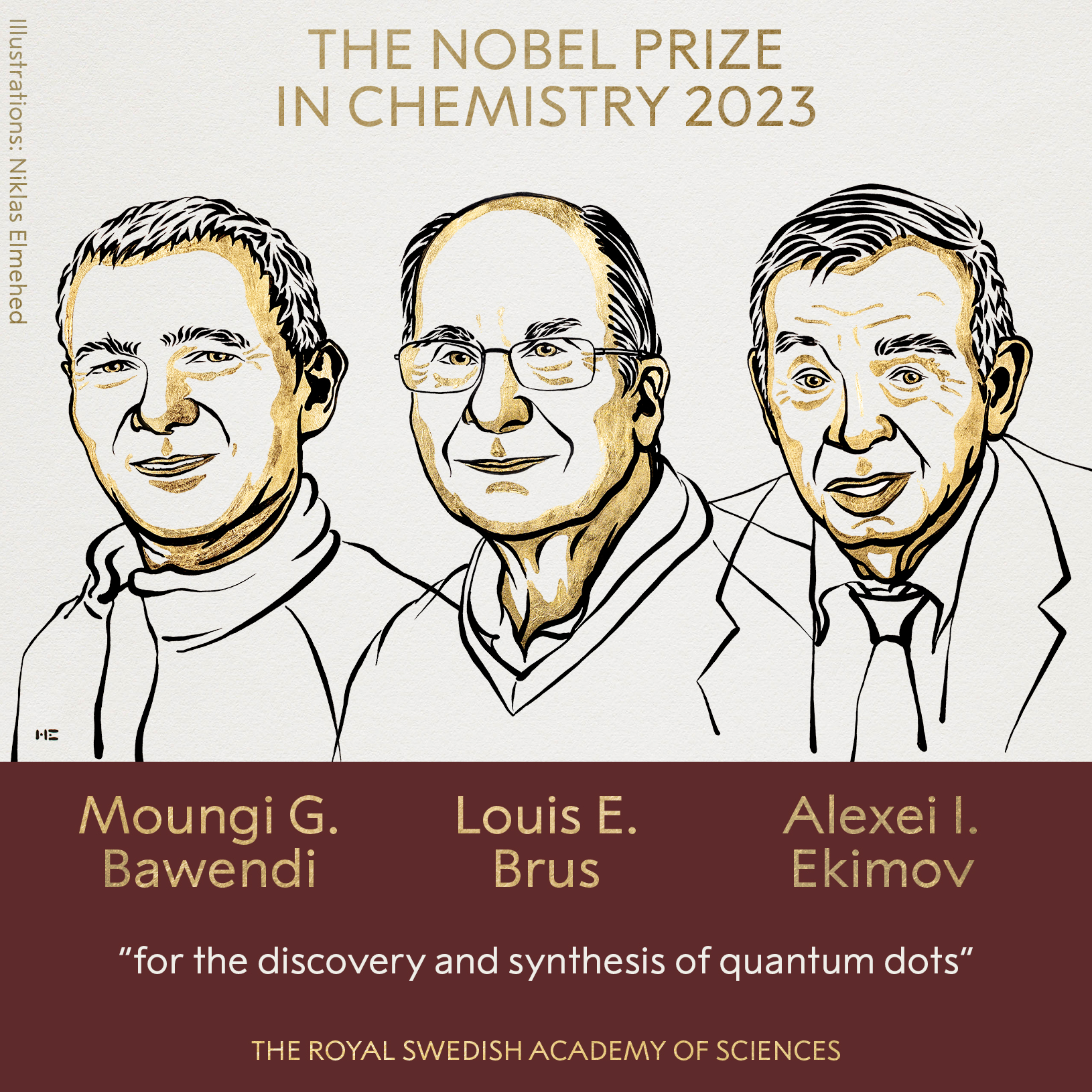 Imagem mostra os vencedores do Prêmio Nobel de Química deste ano.