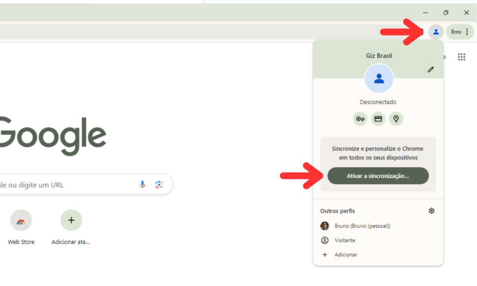 Acesse sua conta do Google no Chrome (Imagem: Reprodução/Giz Brasil)