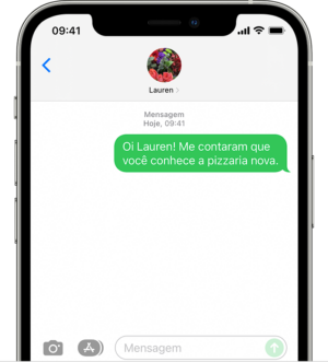 Mensagens trocadas via SMS são apresentadas em um balão verde no iPhone (Imagem: Divulgação/Apple)