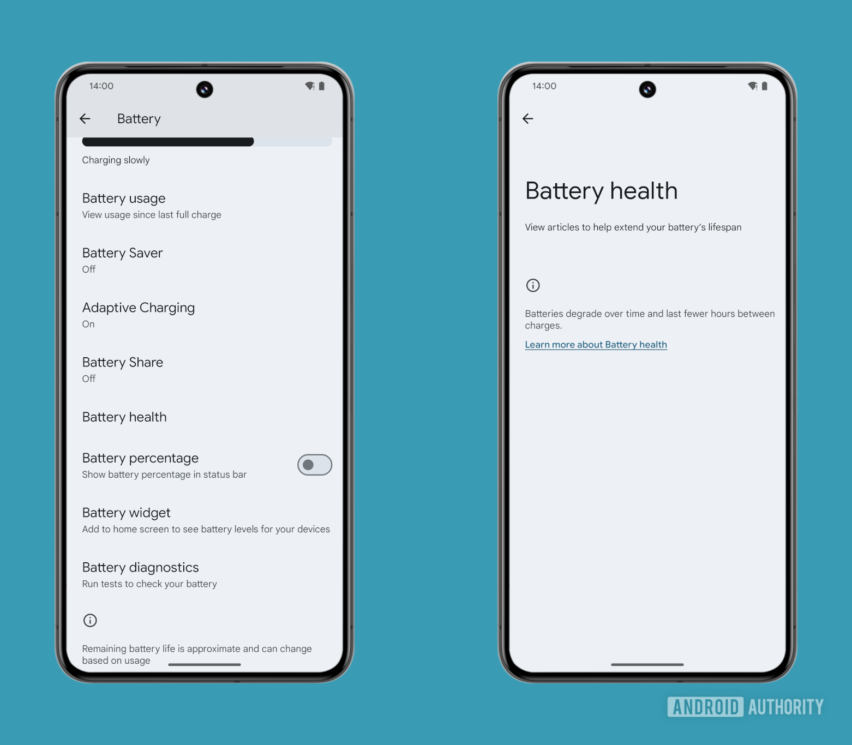 Google führt eine Batteriezustandsanzeige für Android ein (Bild: Reproduktion/Android Authority)