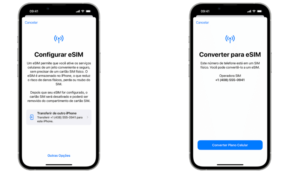 iPhone permite transferir e converter eSIM (Imagem: Divulgação/Apple)
