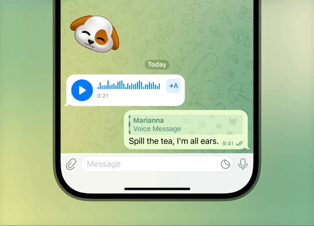 Transcrição de mensagem de voz é liberada para todos no Telegram (Imagem: Divulgação)
