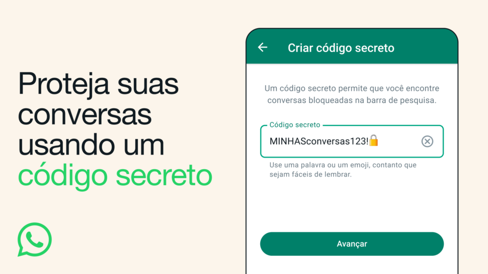 WhatsApp implementa código para esconder conversas bloqueadas por senha (Imagem: Divulgação/Meta)