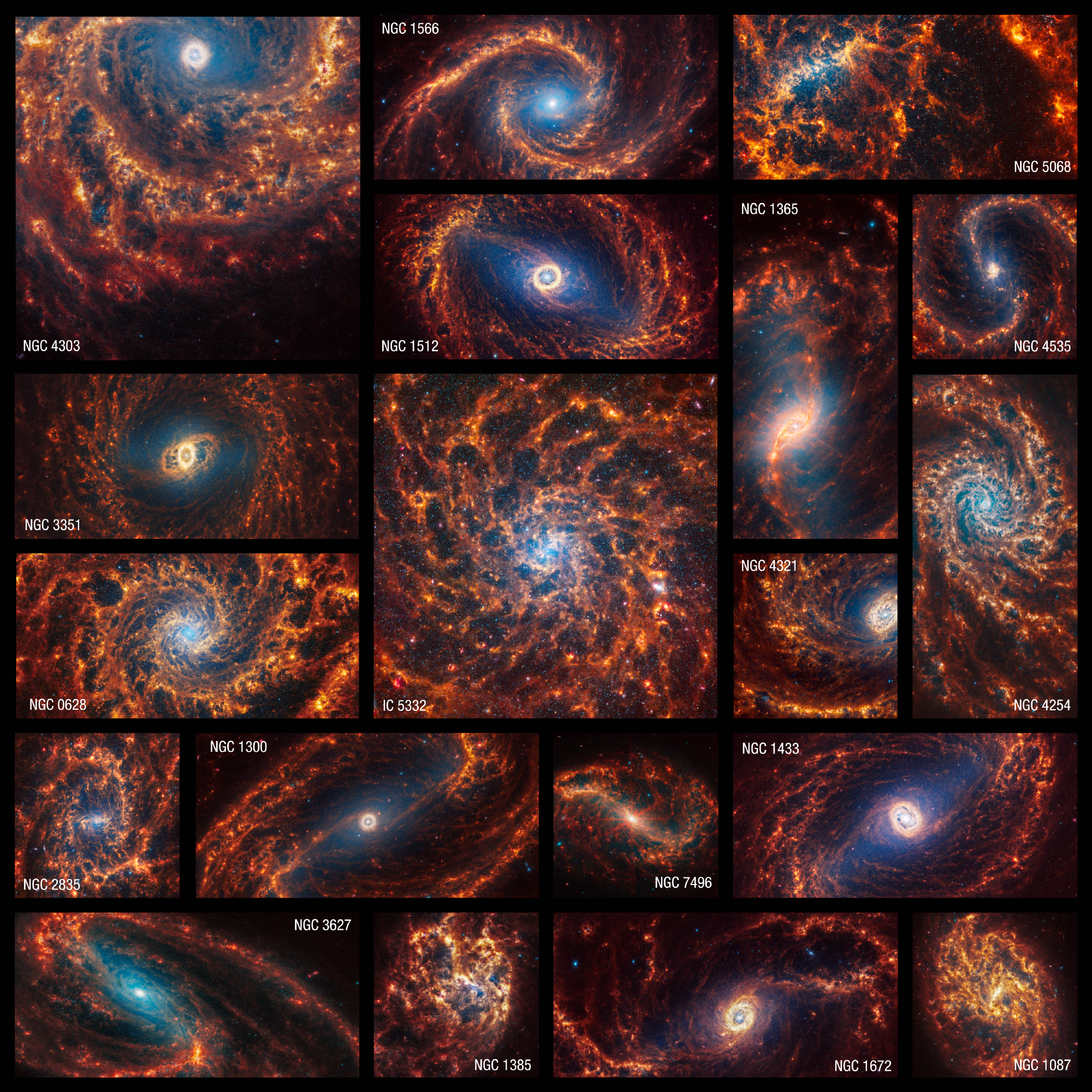 Imagens do James Webb mostram todas as facetas dessas galáxias espirais