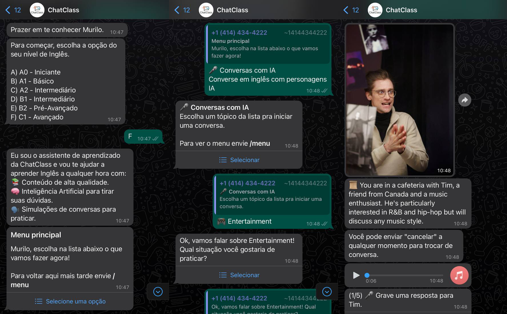 Conversa com a inteligência artificial da ChatClass