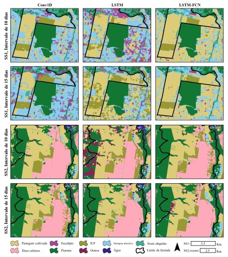  Mapas temáticos finais de cobertura e uso do solo nas áreas de estudo do trabalho 