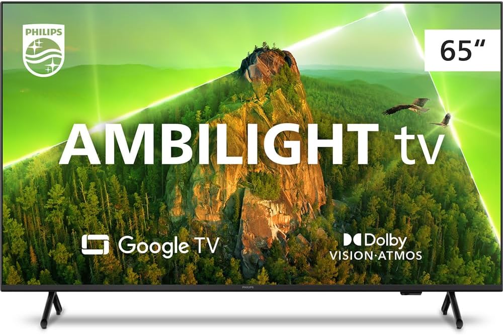 TV grande e com Ambilight: este modelo de 65” sai agora por 10x de R$ 300