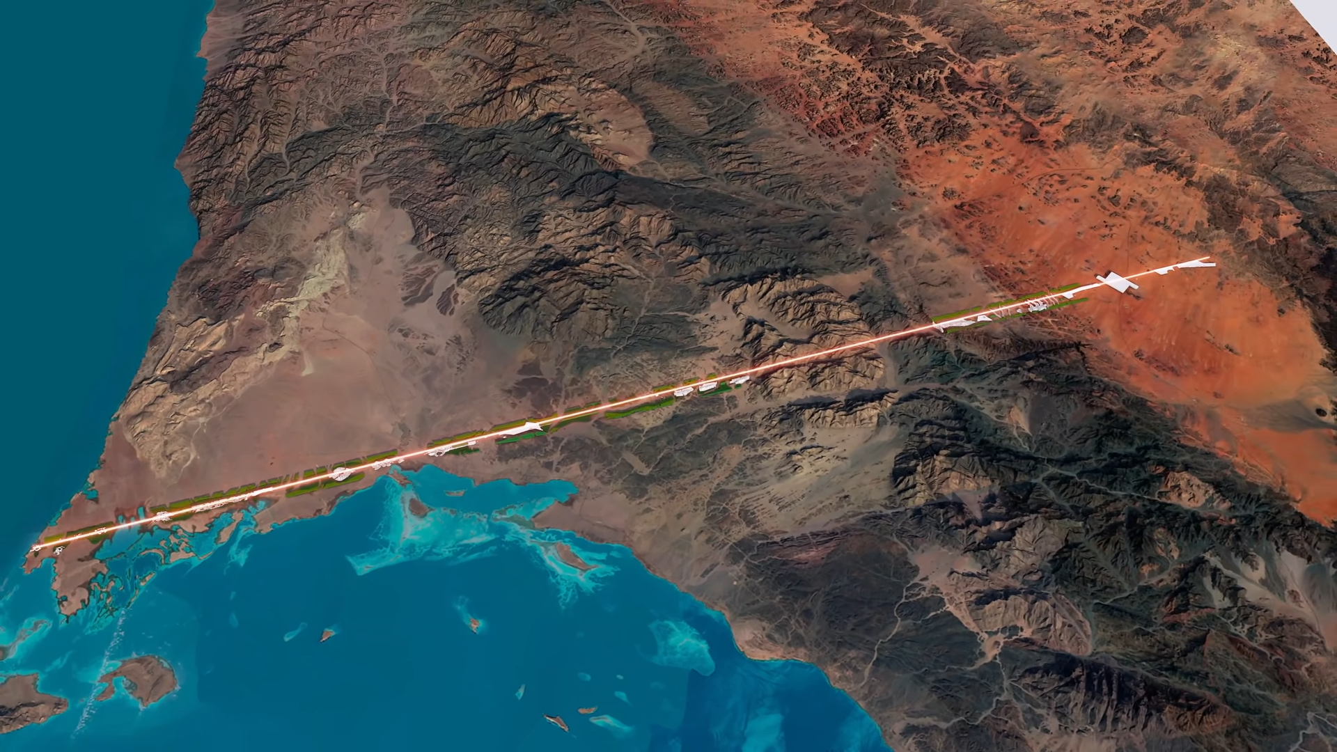 The Line vai cruzar os desertos da Arábia Saudita, até o Mar Vermelho