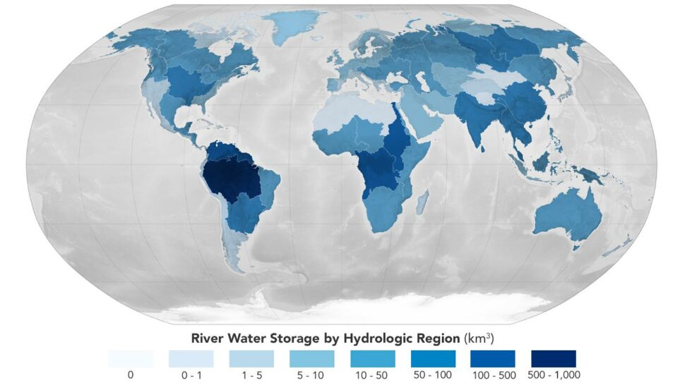 NASA divulga mapa com a quantidade de água no Brasil