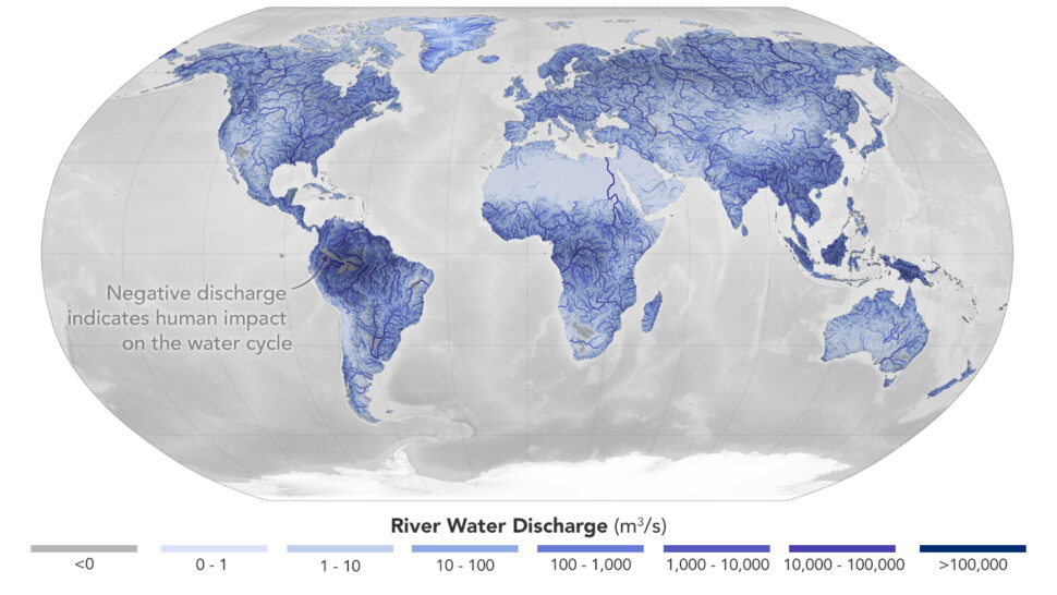 NASA divulga mapa com a quantidade de água no Brasil