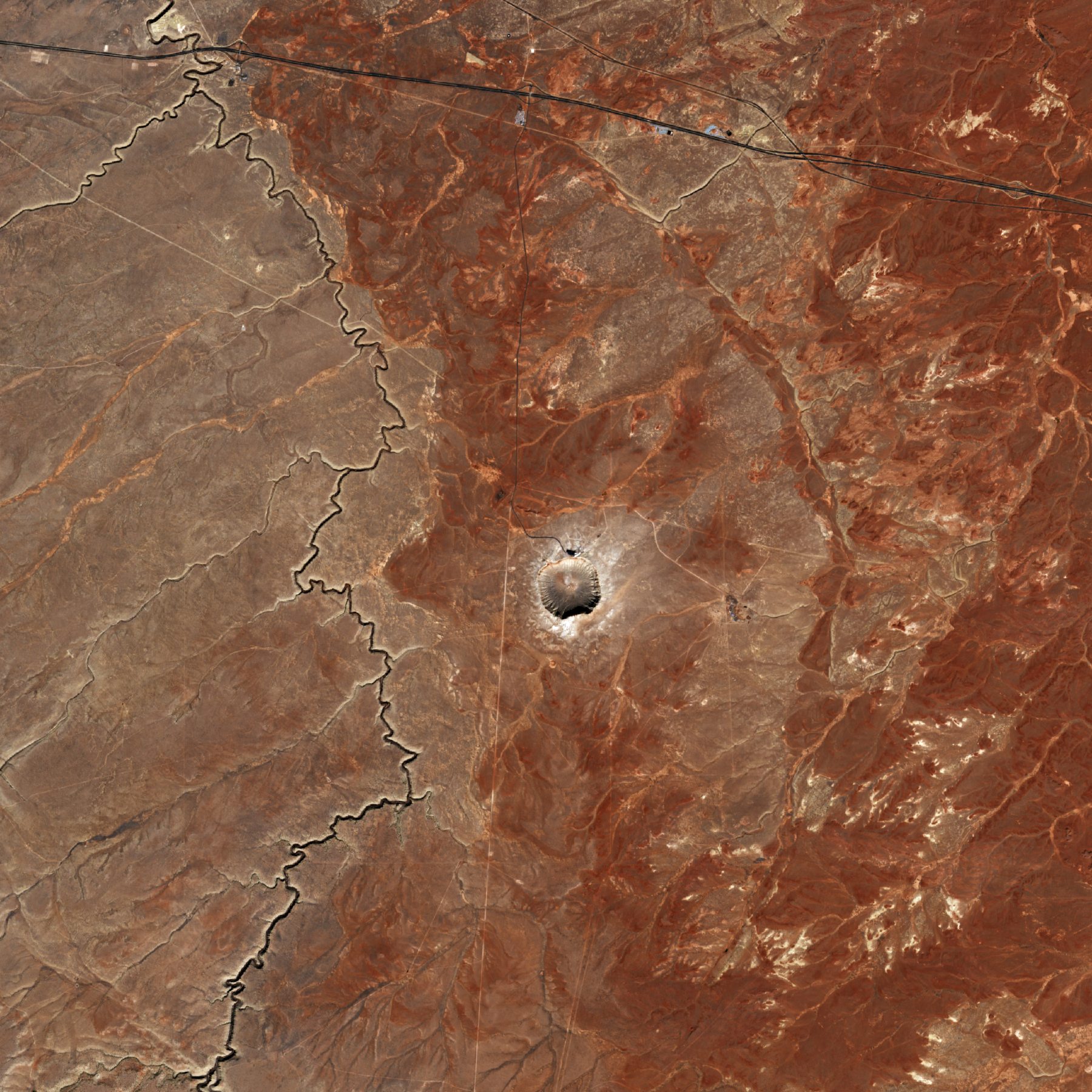 Cratera no deserto do Arizona vista do espaço pela missão Copernicus