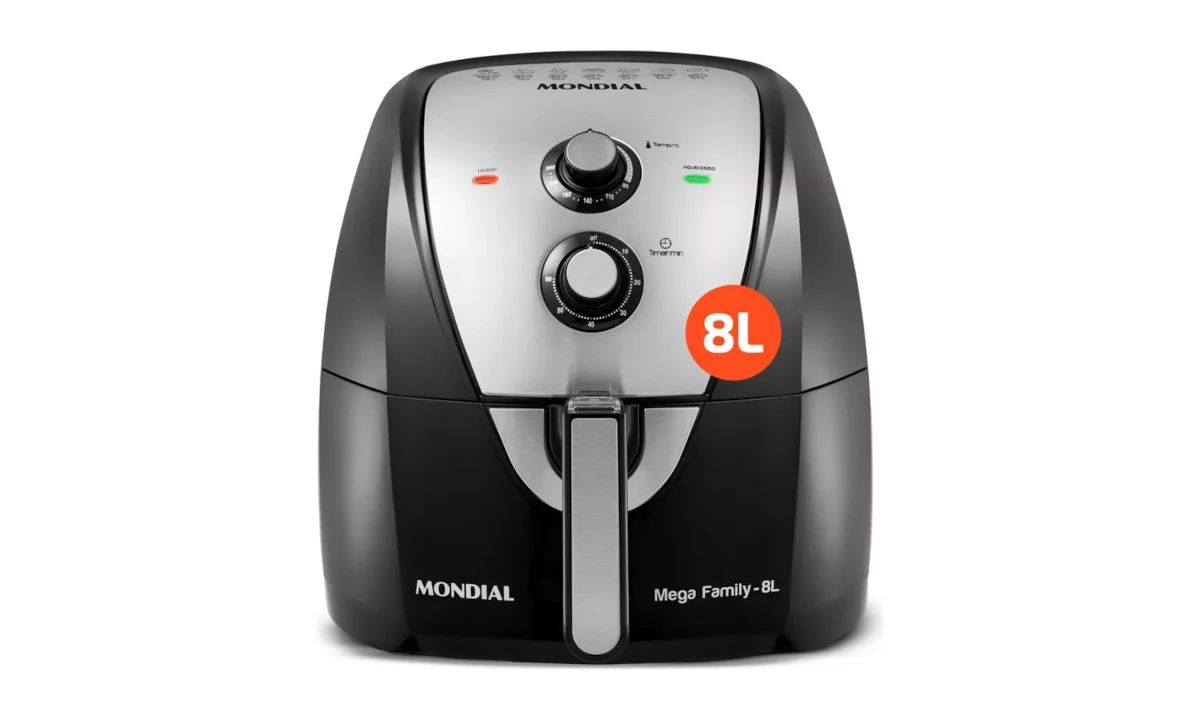 Tamanho família: AirFryer Mondial 8L mais barata no Meli