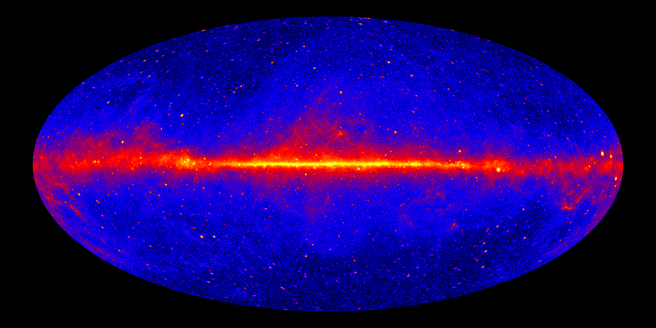 Visualização completa do mapa de raios gama do telescópio Fermi