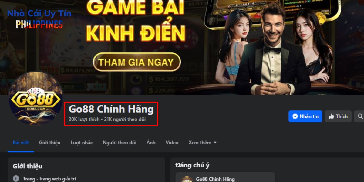 Kênh Fanpage của Go88