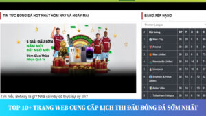 lịch thi đấu bóng đá